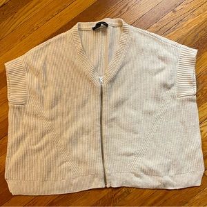French Connection Wool Blend Zip Poncho Sweater